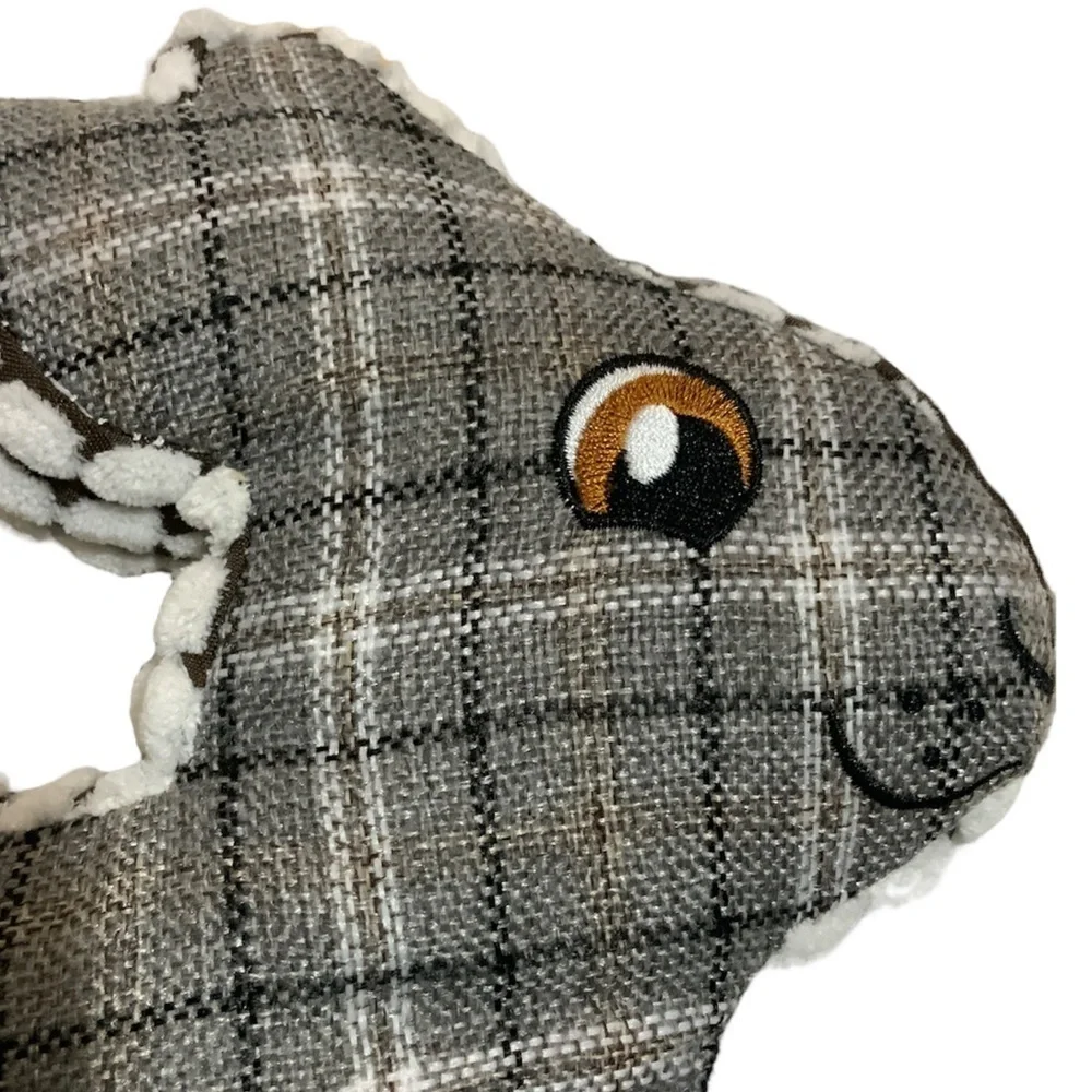 Dog Toss Toy European Home Burlap Bunny Grey White Country Farmhouse Plaid